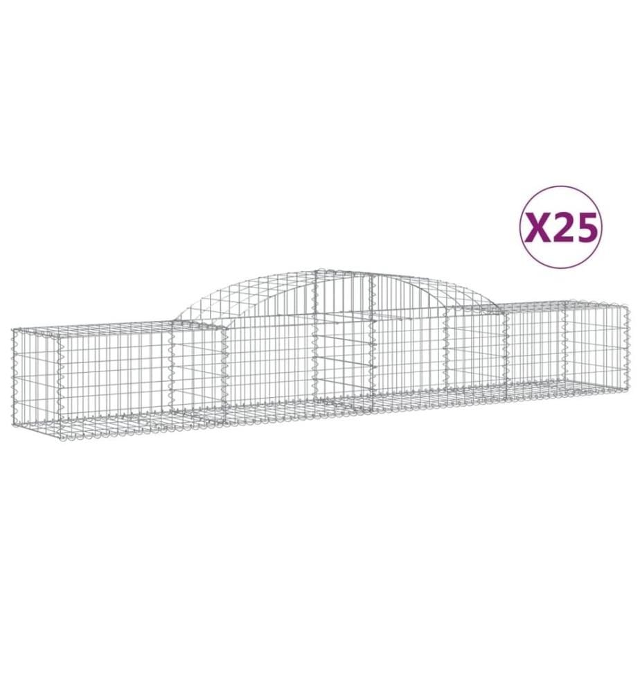 Gabionen mit Hochbogen 25 Stk. 300x50x40/60 cm Verzinktes Eisen