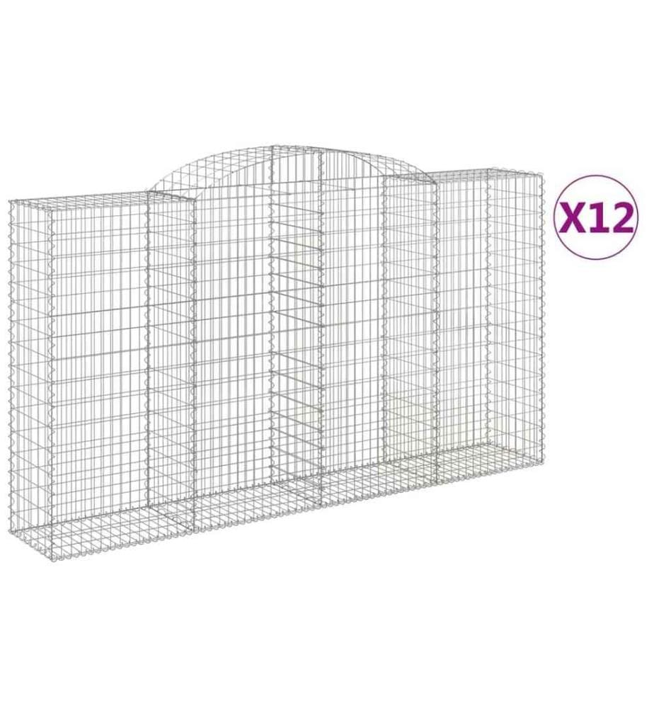 Gabionen mit Hochbogen 12 Stk 300x50x160/180cm Verzinktes Eisen