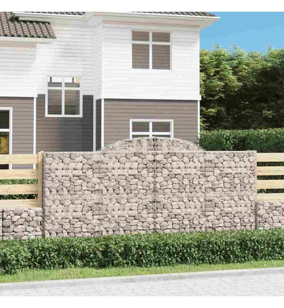 Gabionen mit Hochbogen 17 Stk 300x50x140/160cm Verzinktes Eisen