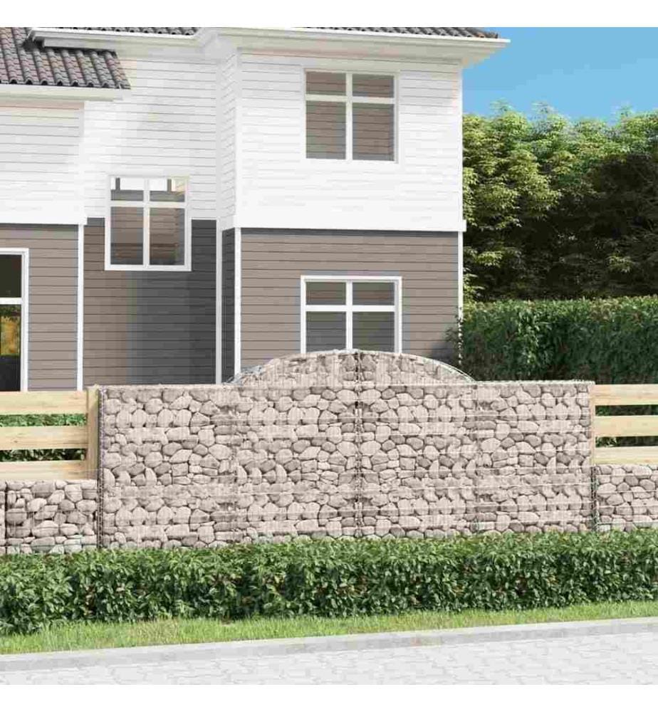 Gabionen mit Hochbogen 17 Stk 300x30x120/140cm Verzinktes Eisen