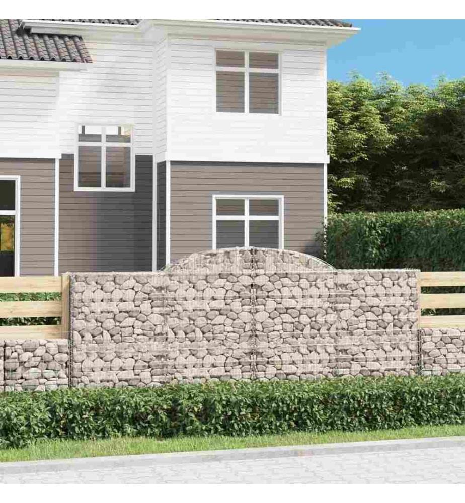 Gabionen mit Hochbogen 20 Stk 300x30x120/140cm Verzinktes Eisen