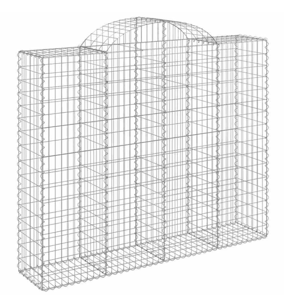 Gabionen mit Hochbogen 13Stk. 200x50x160/180cm Verzinktes Eisen