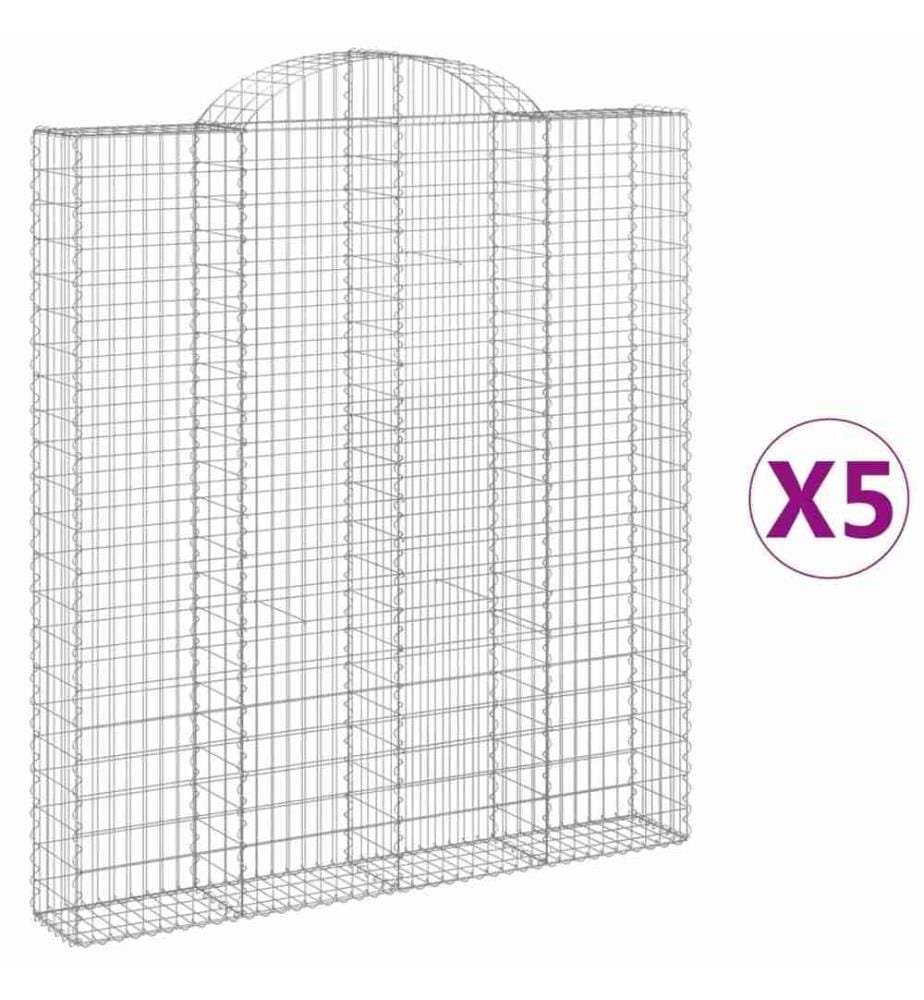 Gabionen mit Hochbogen 5 Stk. 200x30x220/240cm Verzinktes Eisen