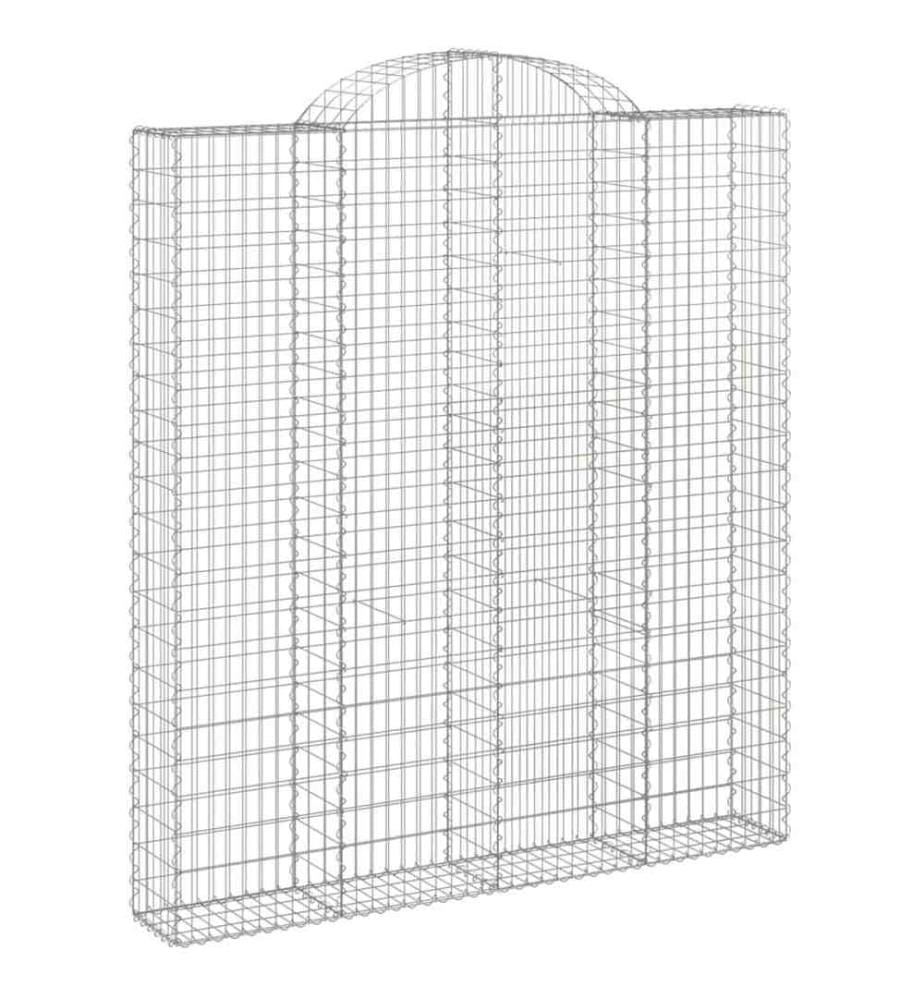 Gabionen mit Hochbogen 5 Stk. 200x30x220/240cm Verzinktes Eisen
