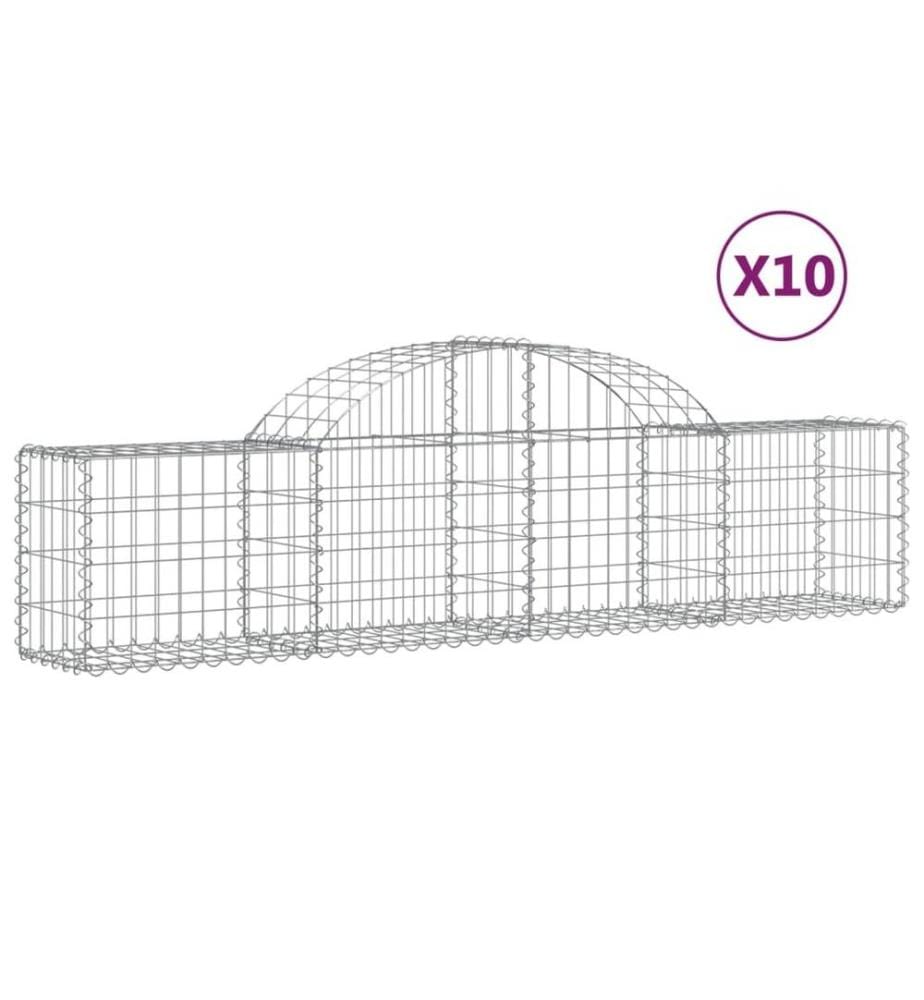 Gabionen mit Hochbogen 10 Stk. 200x30x40/60 cm Verzinktes Eisen