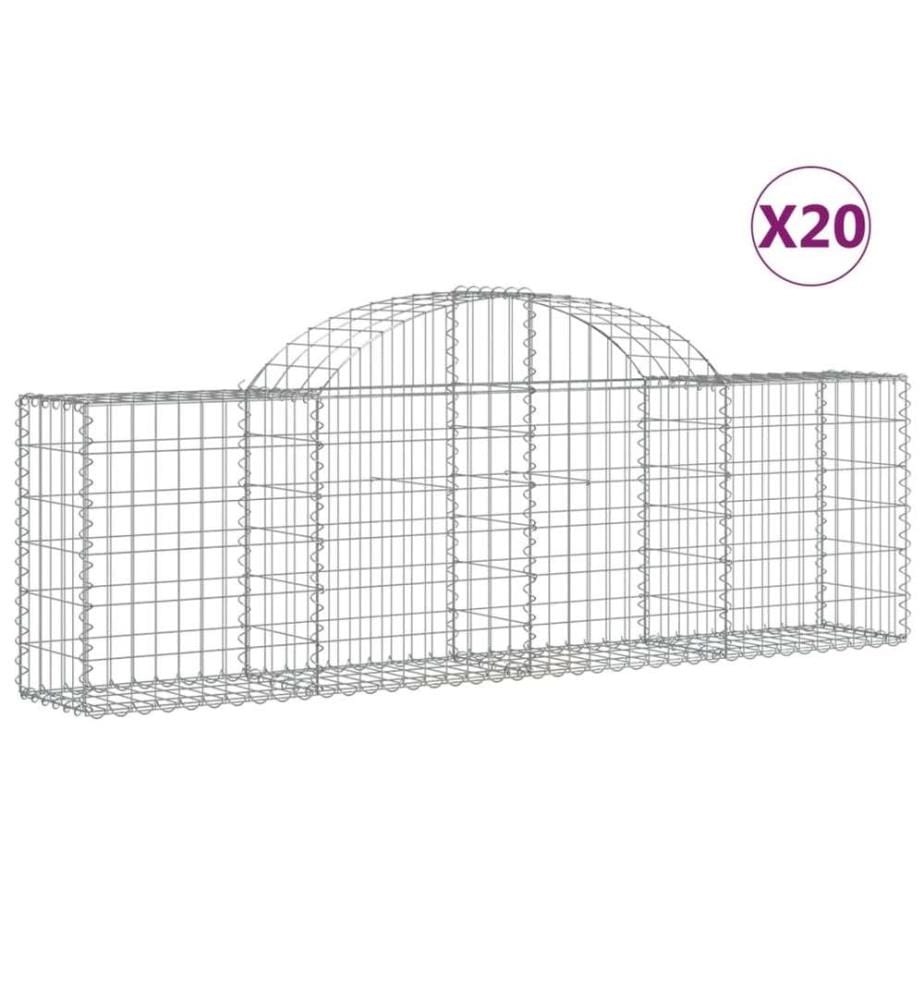 Gabionen mit Hochbogen 20 Stk. 200x30x60/80 cm Verzinktes Eisen