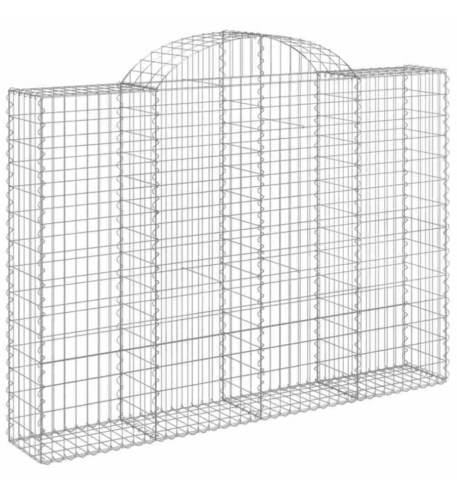 Gabionen mit Hochbogen 11Stk. 200x30x140/160cm Verzinktes Eisen