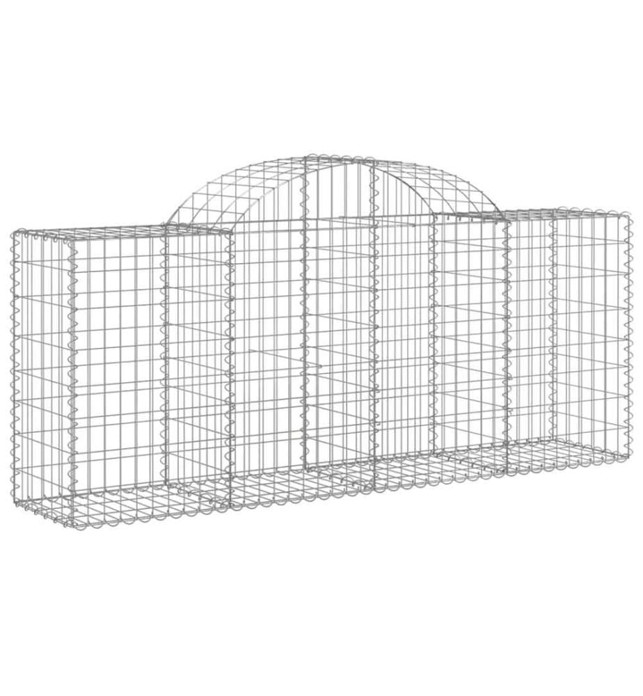 Gabionen mit Hochbogen 40 Stk. 200x50x80/100cm Verzinktes Eisen