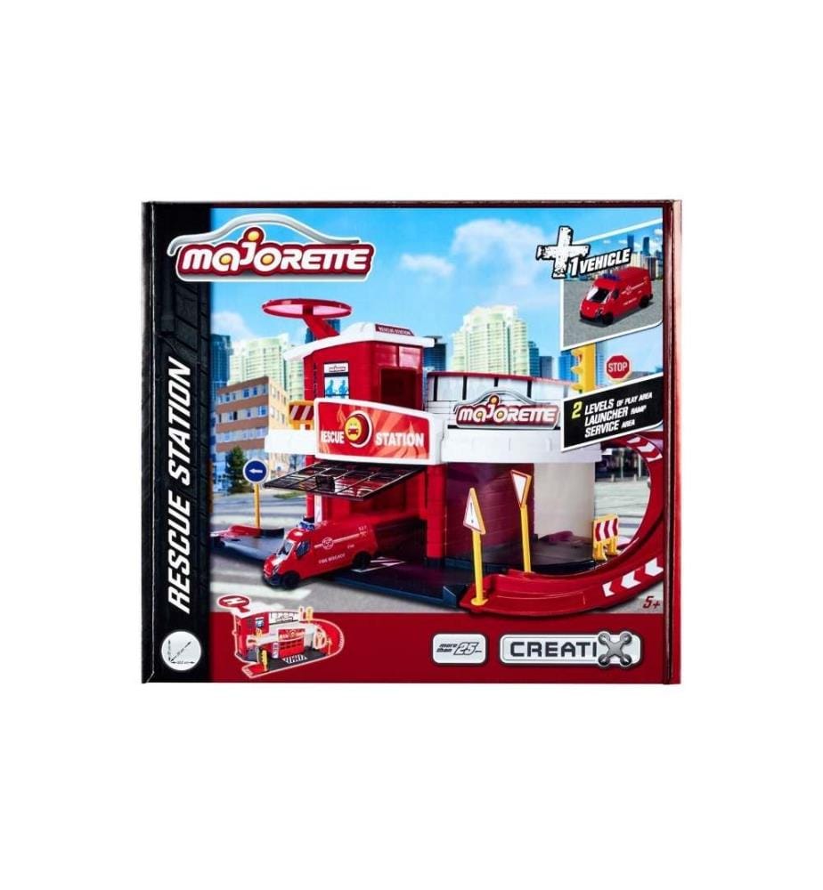 MAJORETTE - Creatix Rescue Station + 1 Fahrzeug
