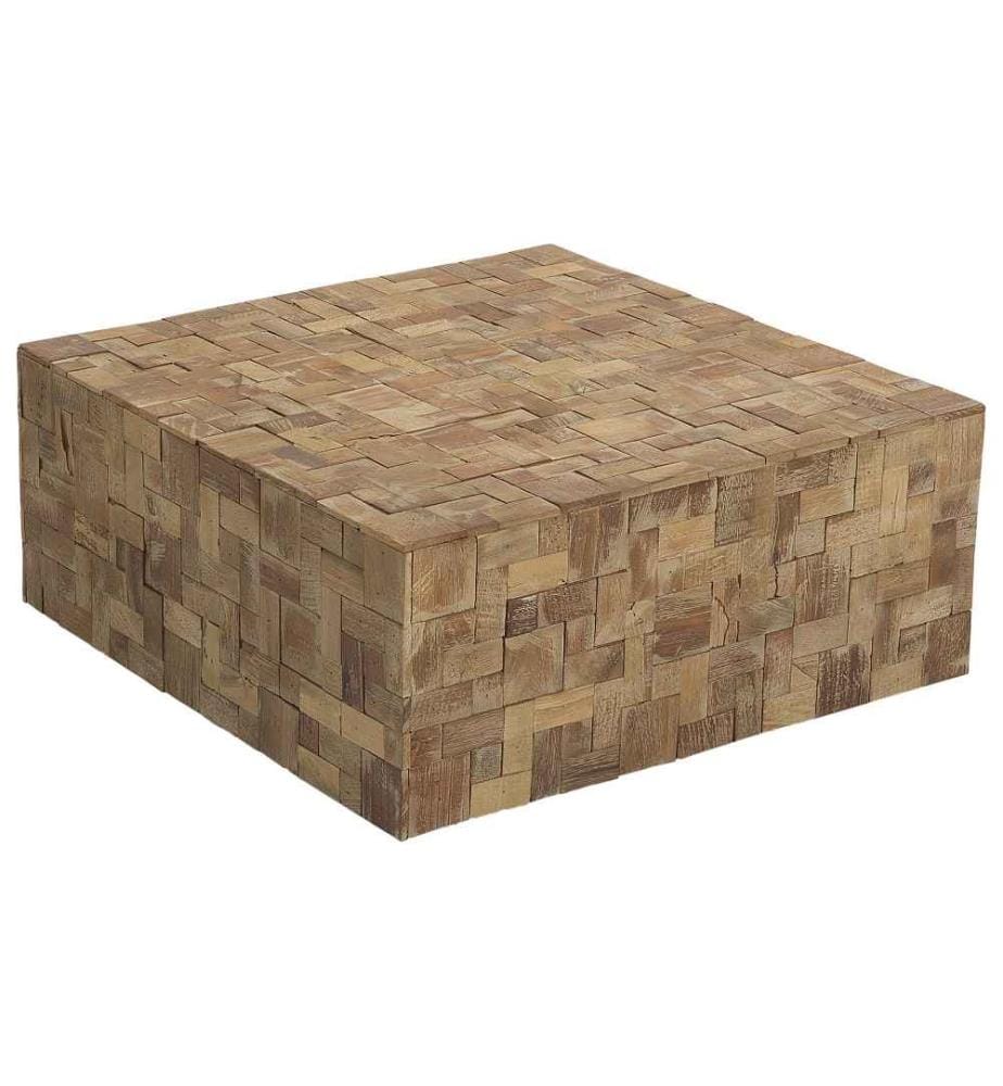 Couchtisch Hellbraun Teakholz quadratisch 80x80 cm handgefertigt Modern Rustikaler Stil Sofatisch Wohnzimmer Salon Möbel