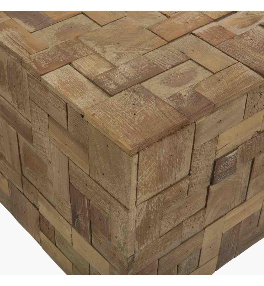 Couchtisch Hellbraun Teakholz quadratisch 80x80 cm handgefertigt Modern Rustikaler Stil Sofatisch Wohnzimmer Salon Möbel
