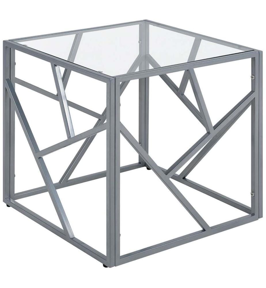 Beistelltisch Silber Transparent 50 x 50 cm Zahlreichen Streben des Gestells Quadratisch Industriedesign Modern