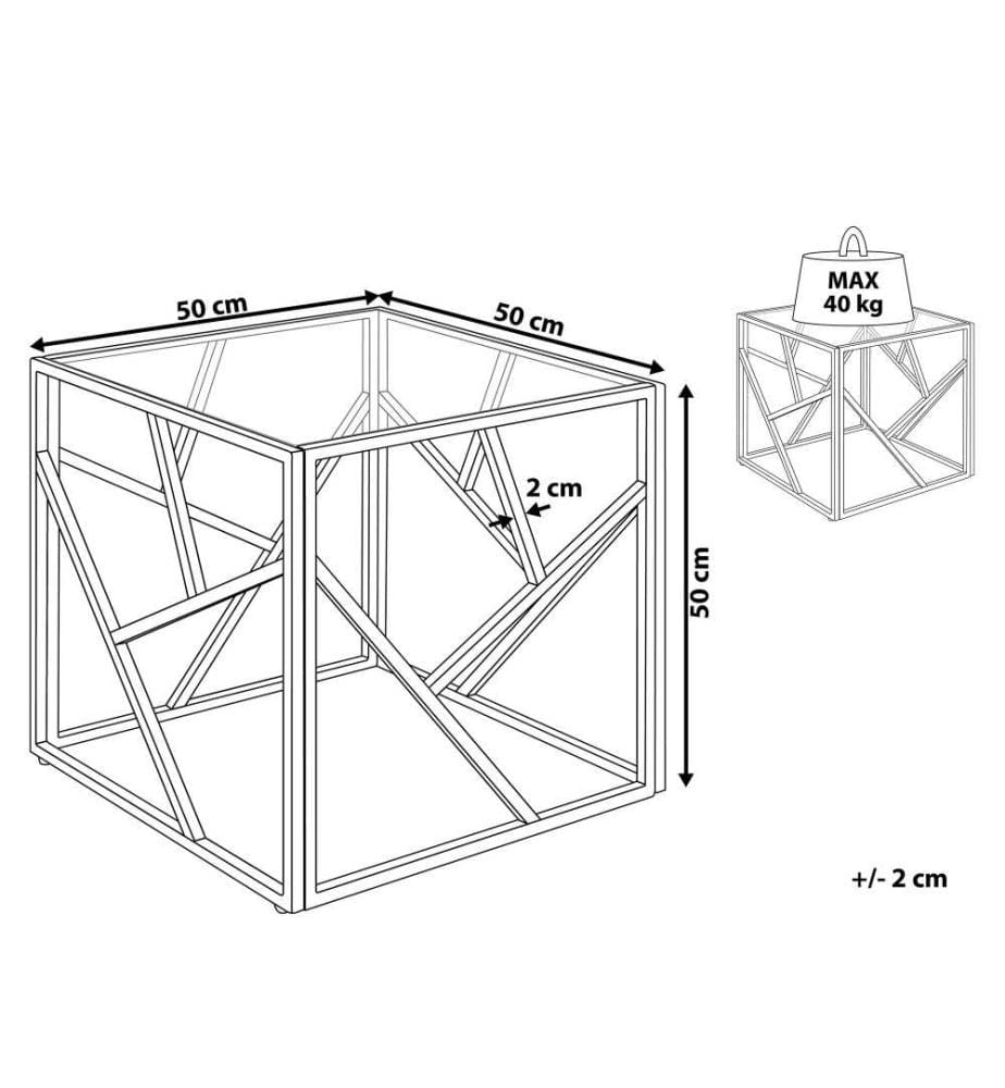 Beistelltisch Silber Transparent 50 x 50 cm Zahlreichen Streben des Gestells Quadratisch Industriedesign Modern