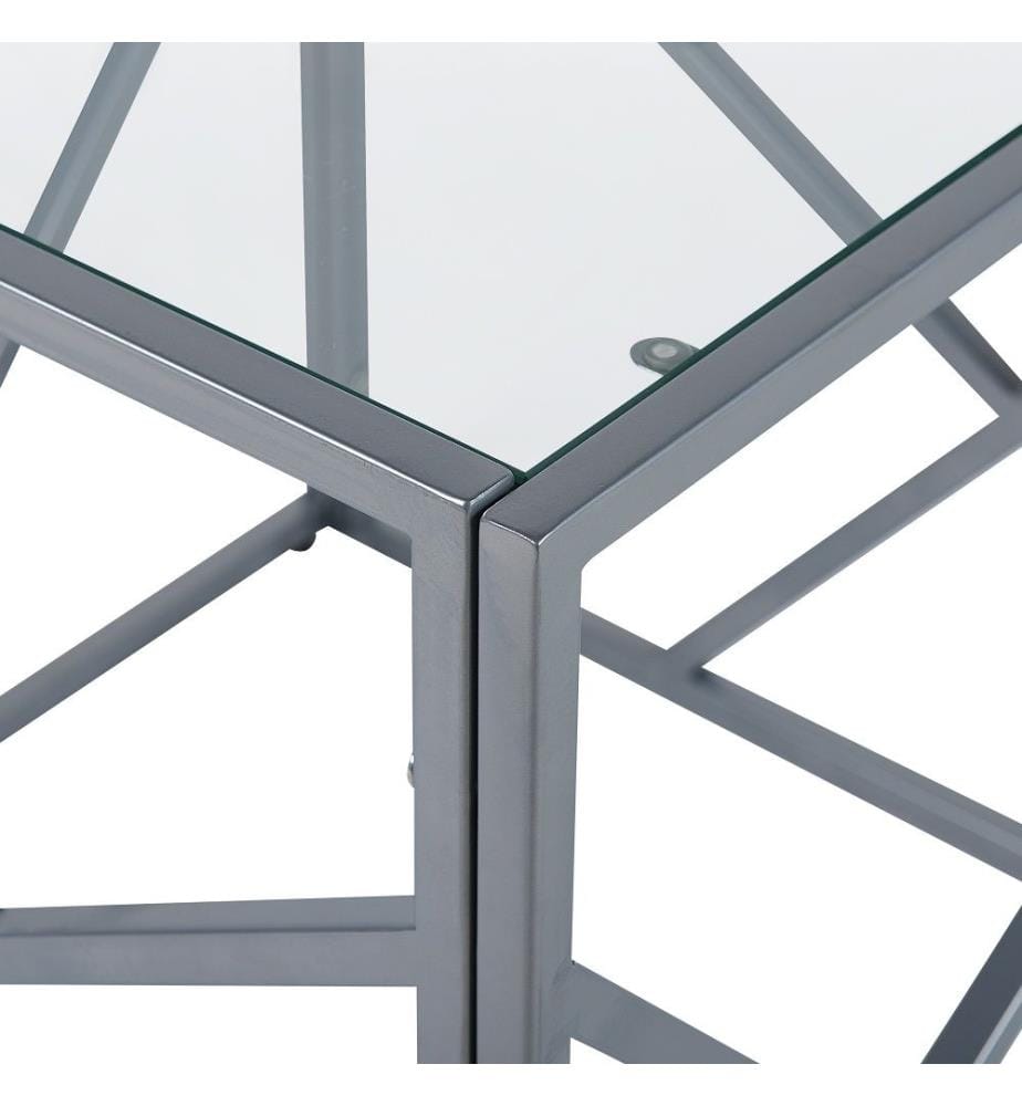 Beistelltisch Silber Transparent 50 x 50 cm Zahlreichen Streben des Gestells Quadratisch Industriedesign Modern
