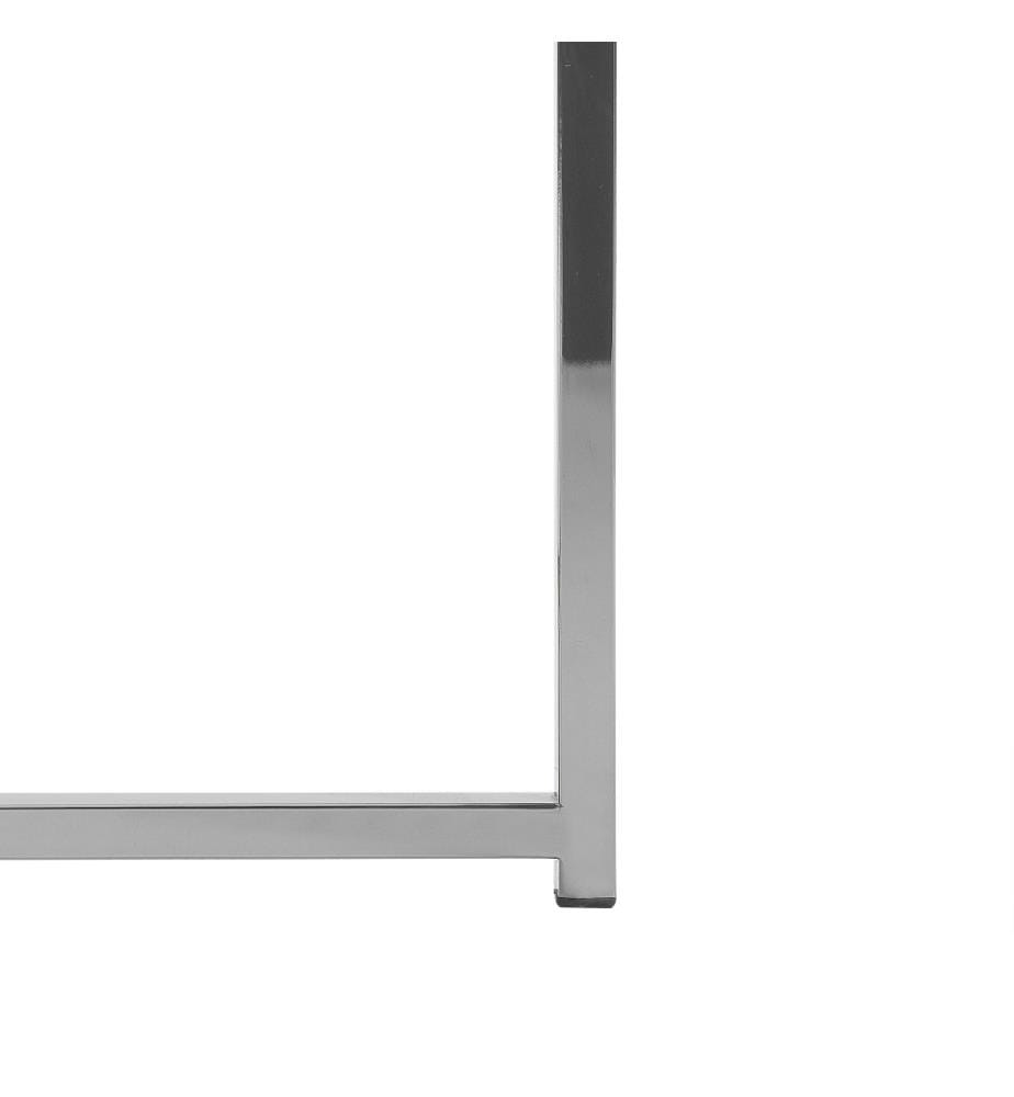 Couchtisch Weiss mit Silber 45 x 70 cm Edelstahl MDF Platte Metallgestell Marmor Optik Poliert Glänzend Rund Modern