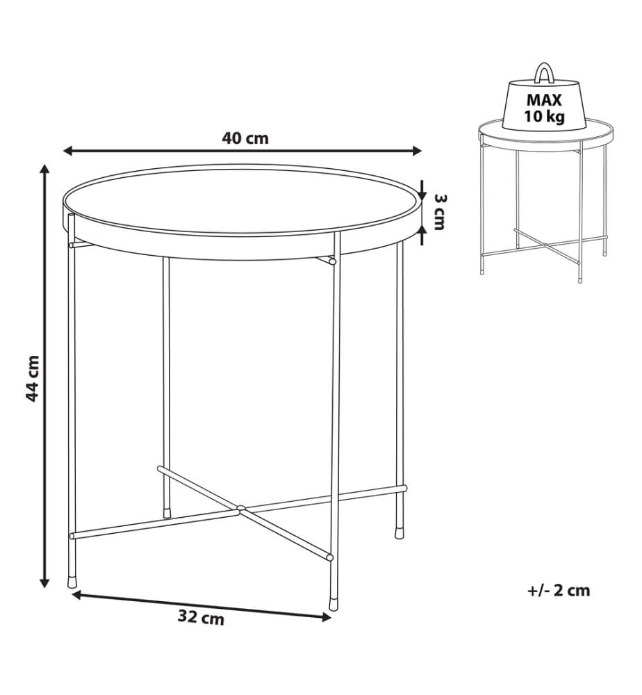 Bout de Canapé Table d'Appoint Ronde 40 cm en Verre et Acier Noire et Argentée Design Moderne pour Chambre ou Salon Contemporain