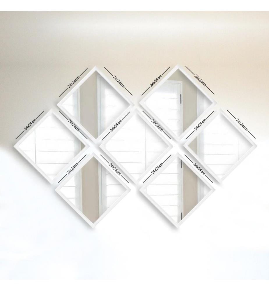 Spiegelset, 7-teilig, Weiss, Silber, Glas, laminierter Kunststoffrahmen