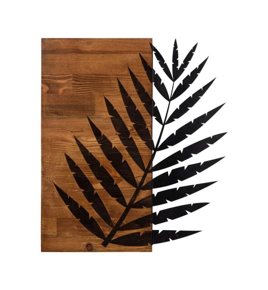 Dekoratives Wandaccessoire aus Holz, Schwarznuss, Metall, Holzrahmen