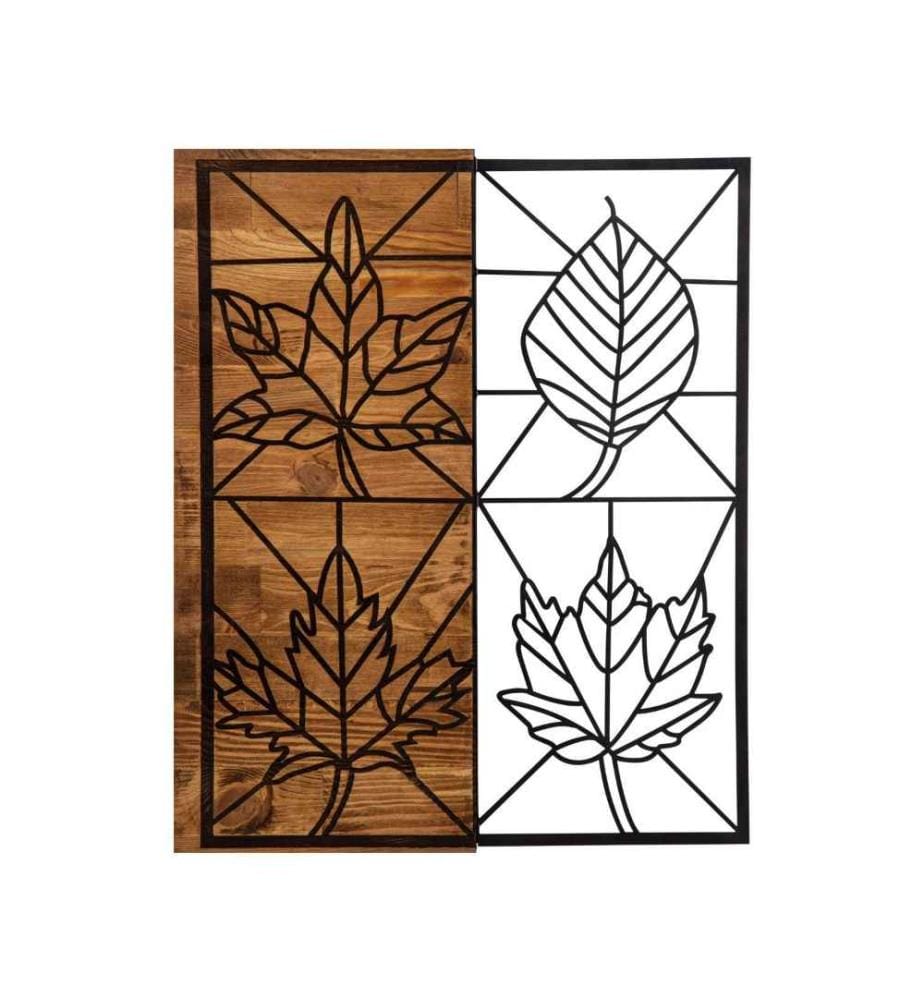 Dekoratives Wandaccessoire aus Holz, Schwarznuss, Metall, Holzrahmen