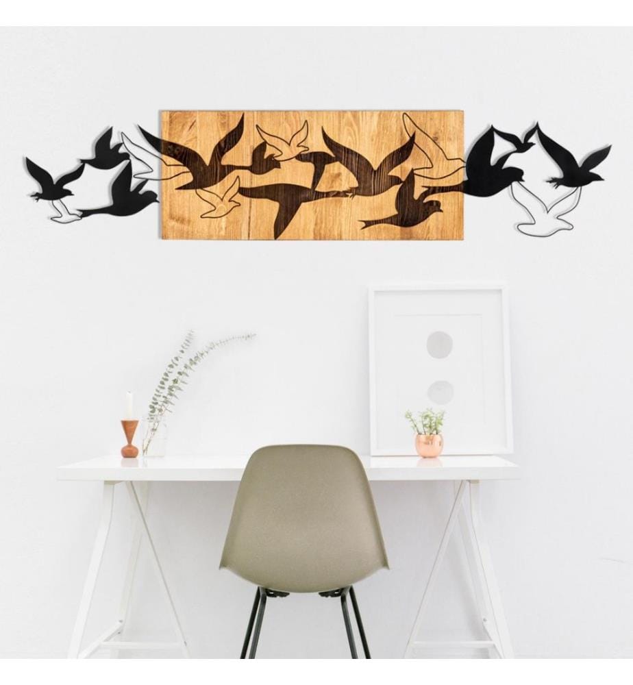 Dekoratives Wandaccessoire aus Holz, Schwarznuss, Metall, Holzrahmen