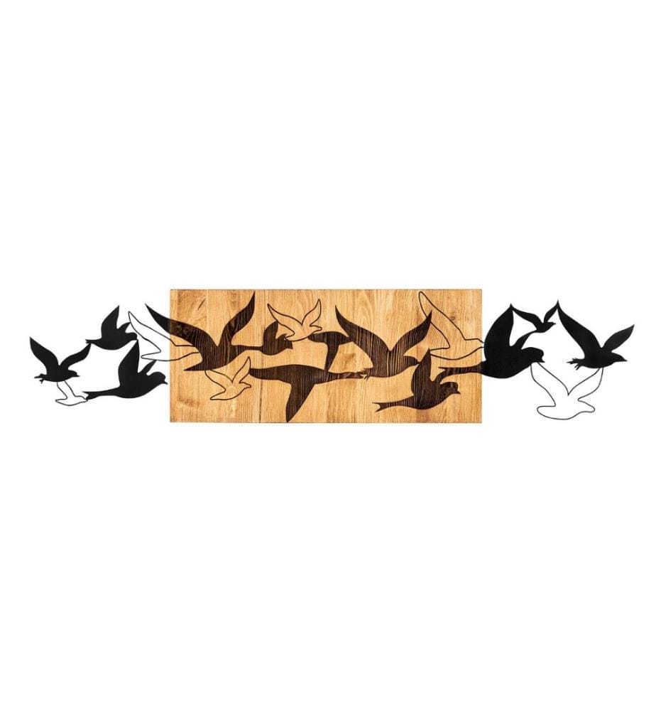 Dekoratives Wandaccessoire aus Holz, Schwarznuss, Metall, Holzrahmen
