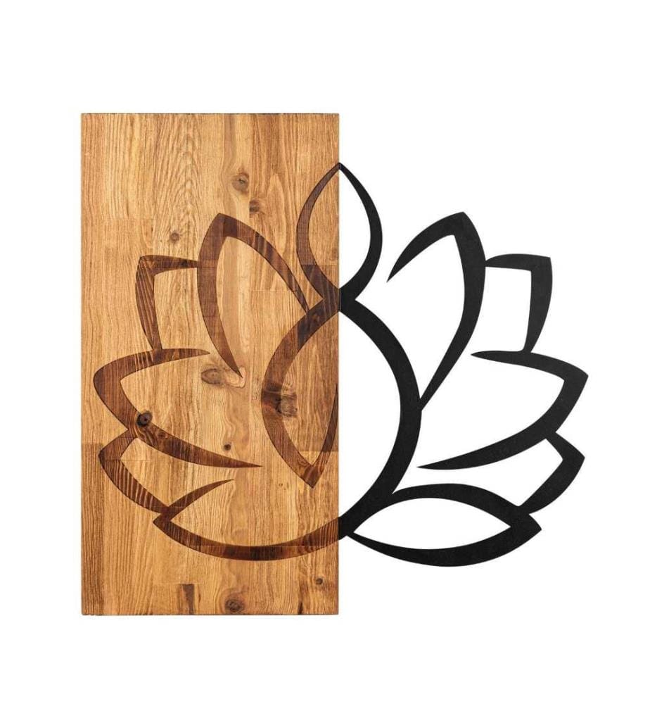 Dekoratives Wandaccessoire aus Holz, Schwarznuss, Metall, Holzrahmen
