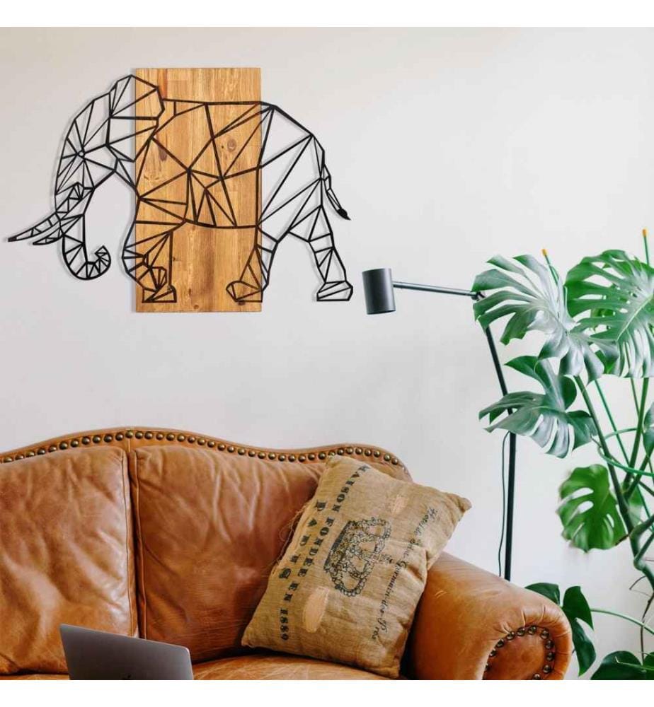 Dekoratives Wandaccessoire aus Holz, Schwarznuss, Metall, Holzrahmen