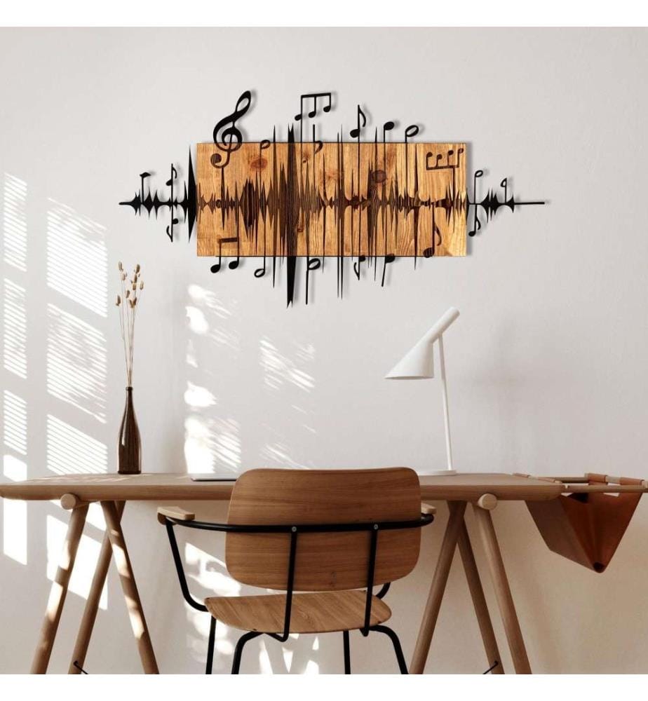 Dekoratives Wandaccessoire aus Holz, Schwarznuss, Metall, Holzrahmen