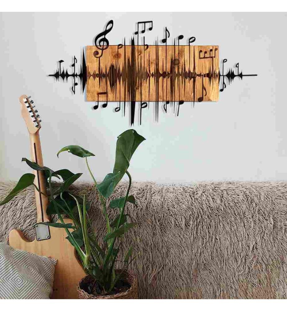 Dekoratives Wandaccessoire aus Holz, Schwarznuss, Metall, Holzrahmen
