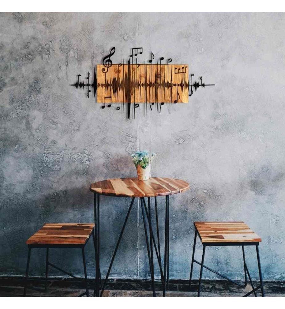 Dekoratives Wandaccessoire aus Holz, Schwarznuss, Metall, Holzrahmen