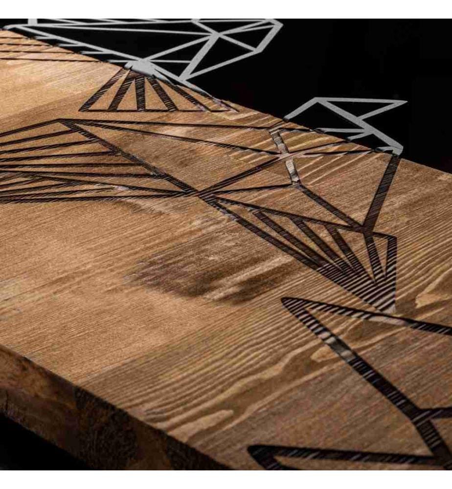 Dekoratives Wandaccessoire aus Holz, Schwarznuss, Metall, Holzrahmen