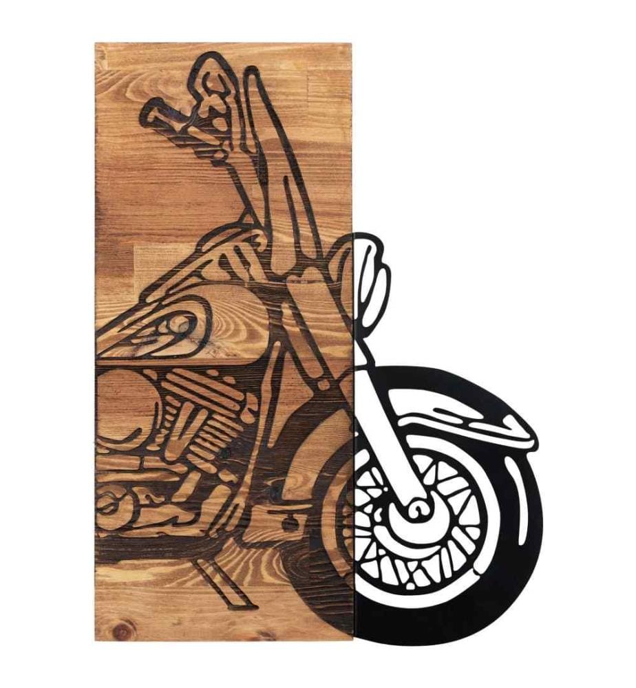 Dekoratives Wandaccessoire aus Holz, Schwarznuss, Metall, Holzrahmen