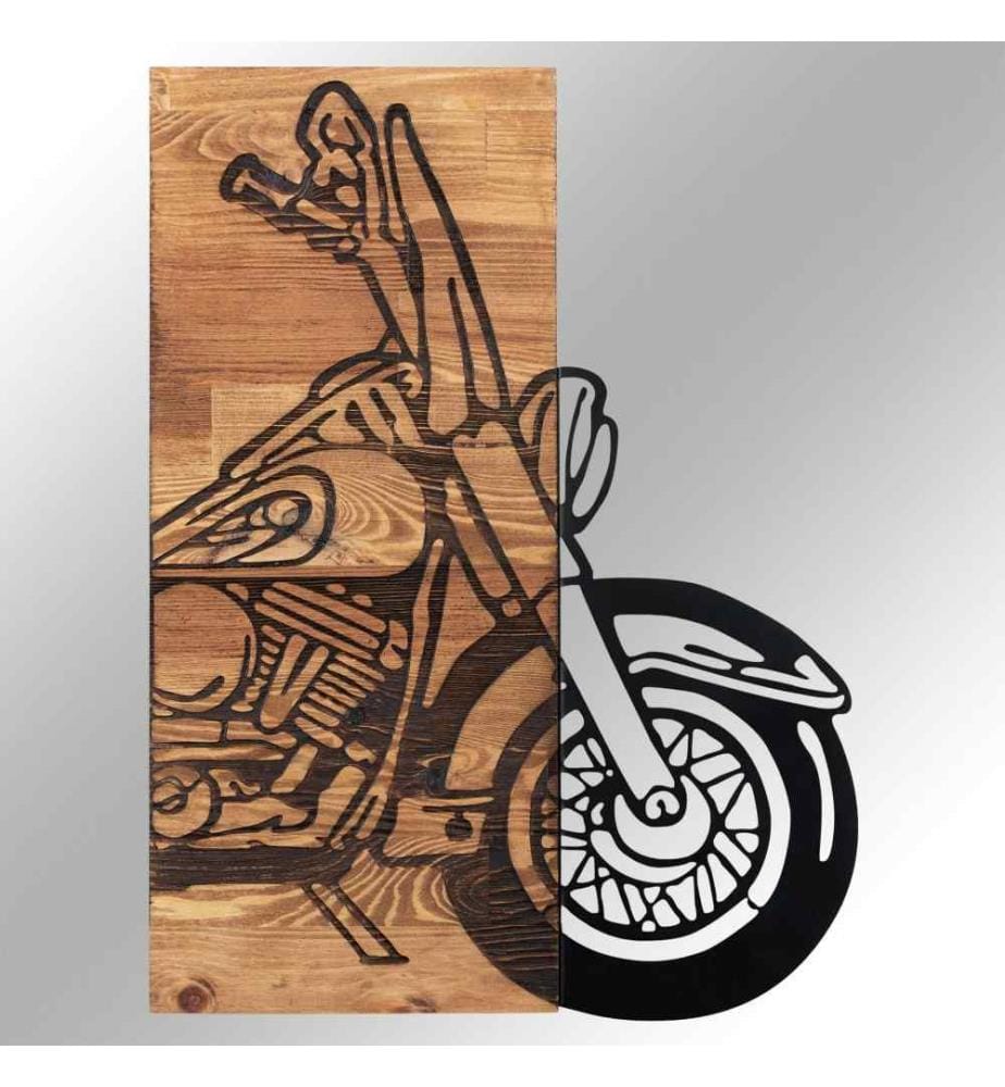 Dekoratives Wandaccessoire aus Holz, Schwarznuss, Metall, Holzrahmen
