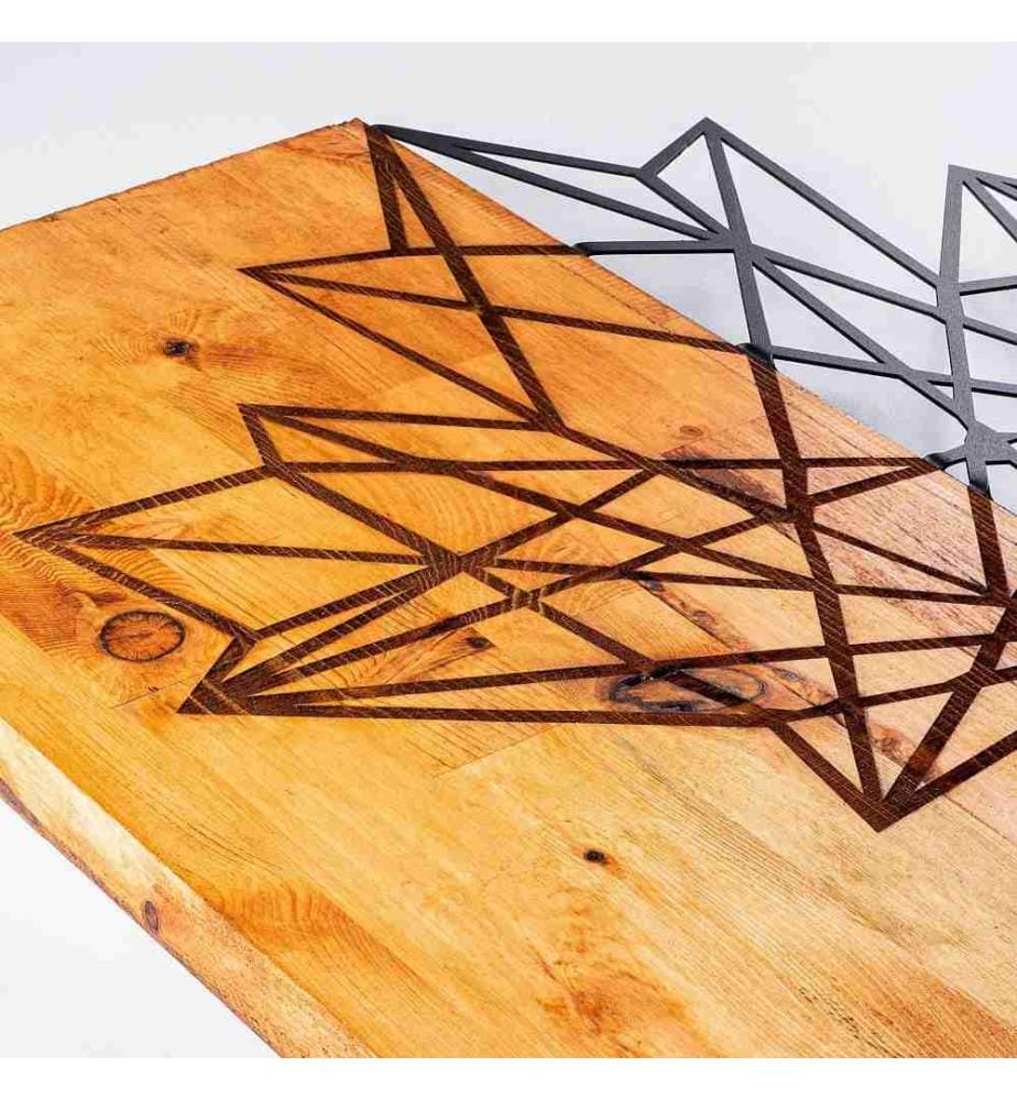 Dekoratives Wandaccessoire aus Holz, Walnuss Schwarz, 50% Holz - 50% Metall