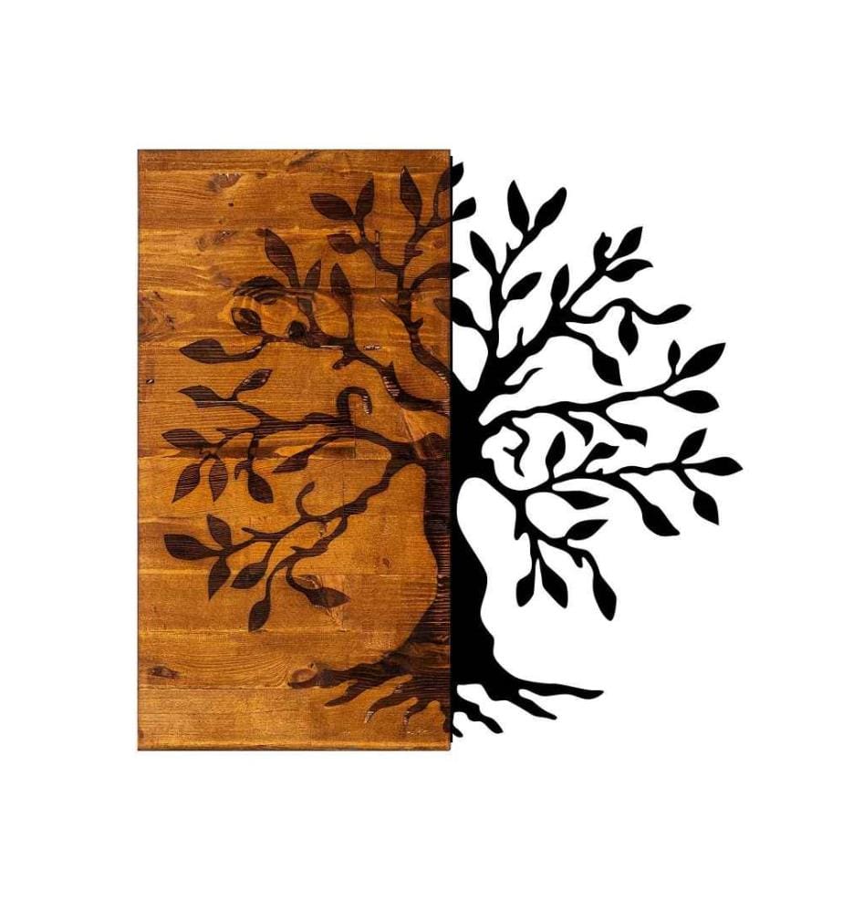 Dekoratives Wandaccessoire aus Holz, Walnuss Schwarz, 50% Holz - 50% Metall