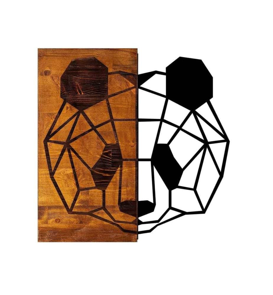 Dekoratives Wandaccessoire aus Holz, Walnuss Schwarz, 50% Holz - 50% Metall