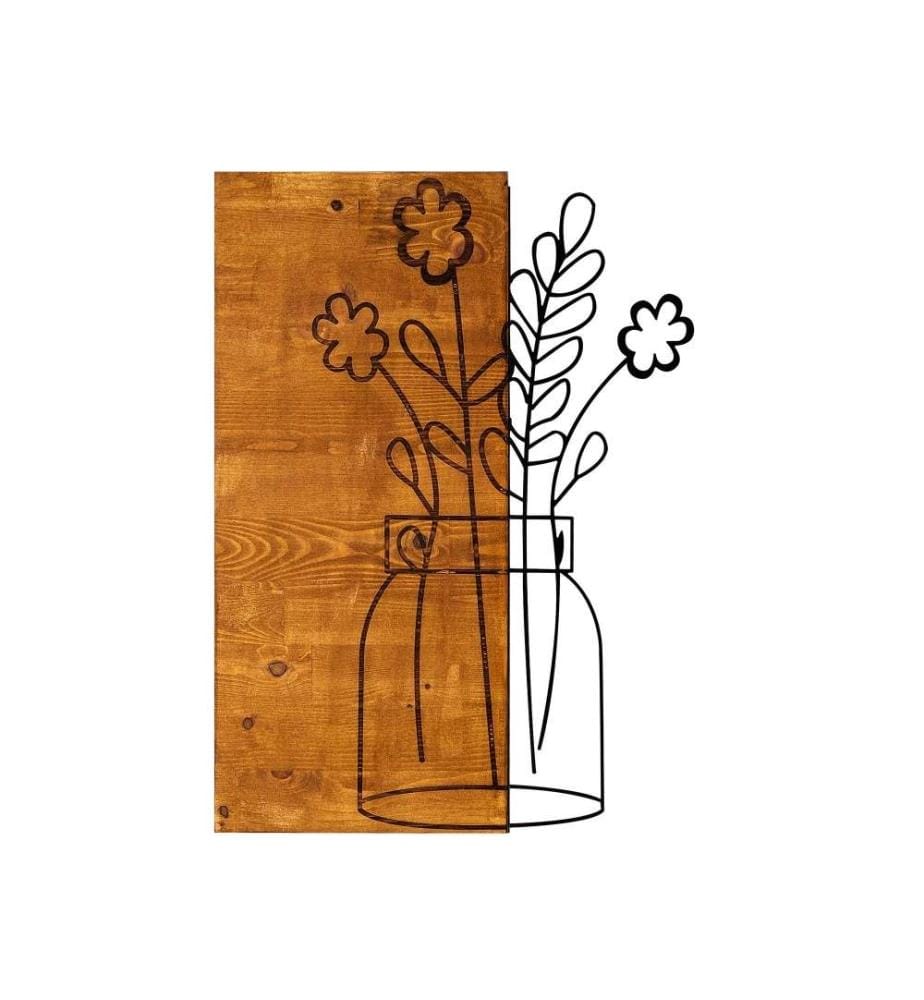 Dekoratives Wandaccessoire aus Holz, Walnuss Schwarz, 50% Holz - 50% Metall