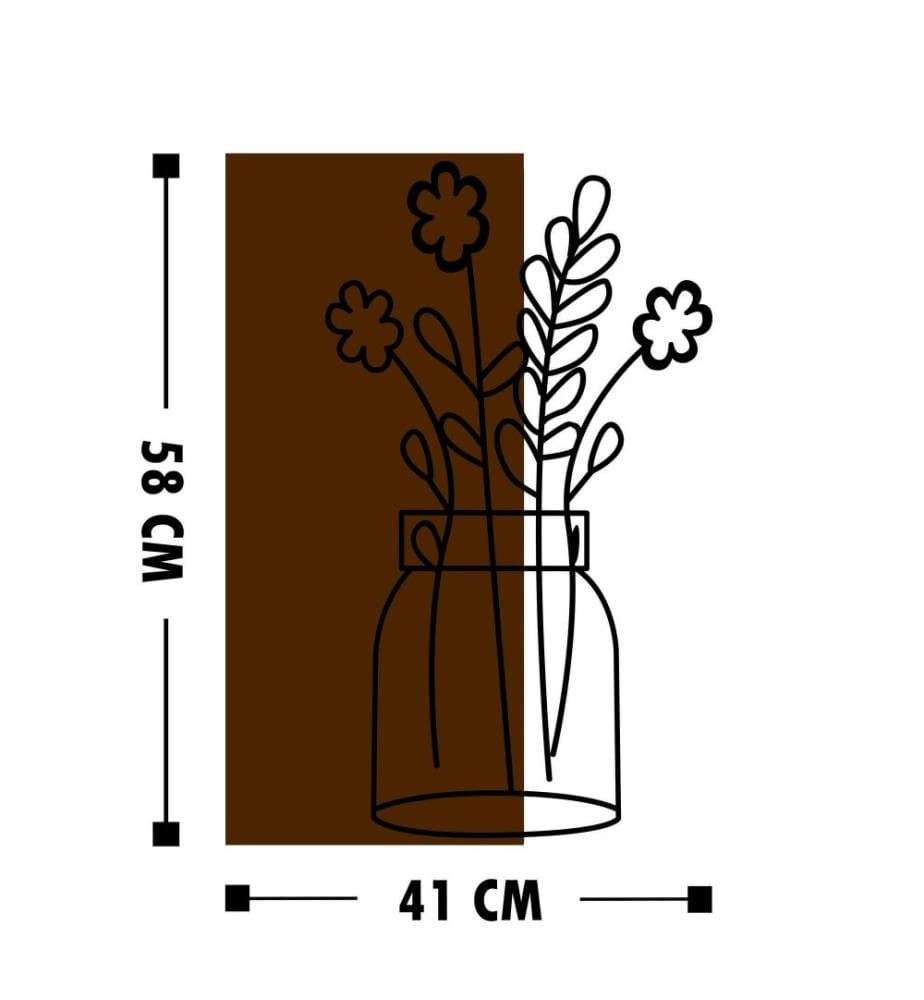 Dekoratives Wandaccessoire aus Holz, Walnuss Schwarz, 50% Holz - 50% Metall