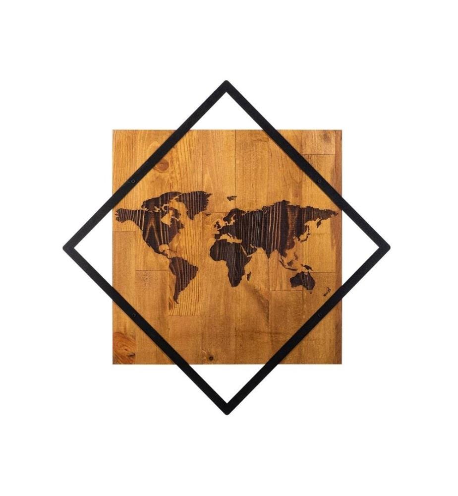 Dekoratives Wandaccessoire aus Holz, Walnuss Schwarz, 50% Holz - 50% Metall