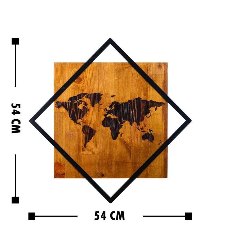 Dekoratives Wandaccessoire aus Holz, Walnuss Schwarz, 50% Holz - 50% Metall