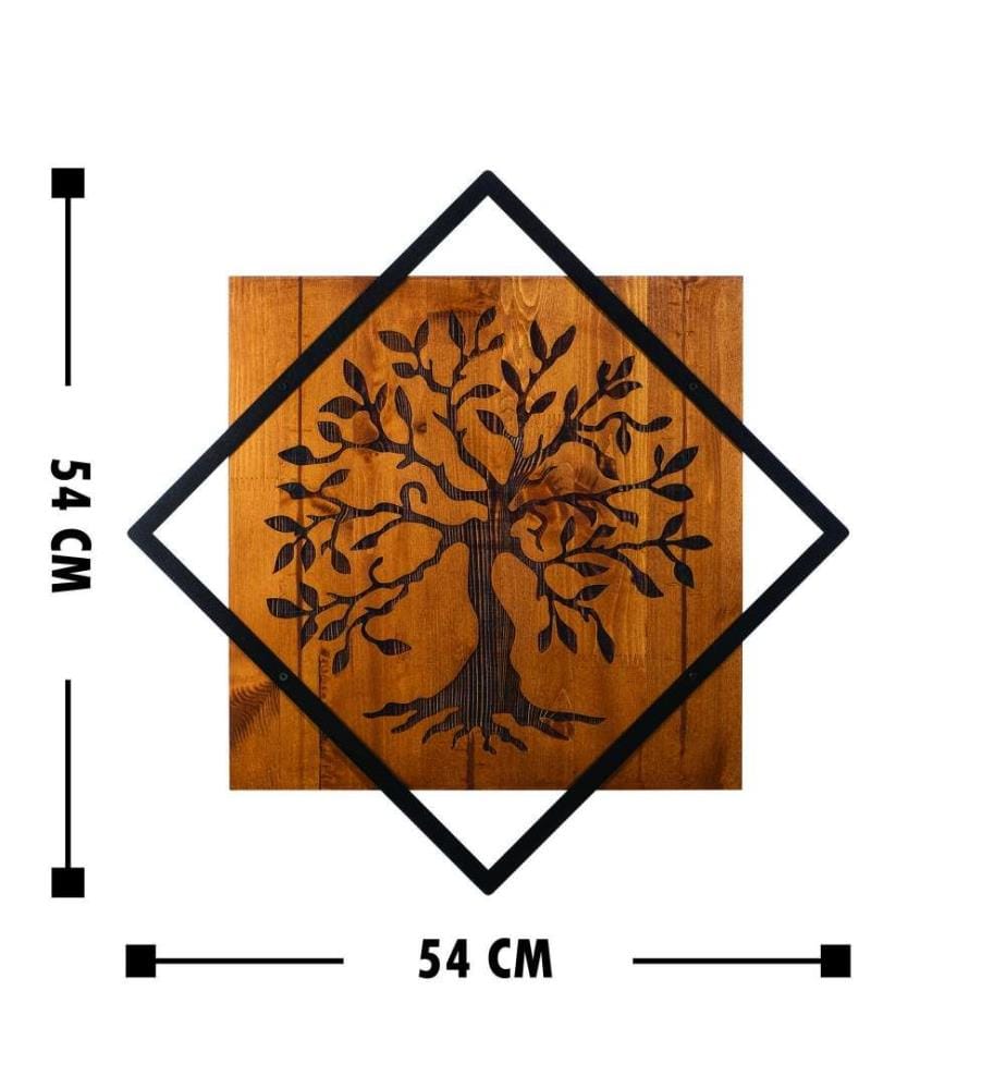 Dekoratives Wandaccessoire aus Holz, Walnuss Schwarz, 50% Holz - 50% Metall