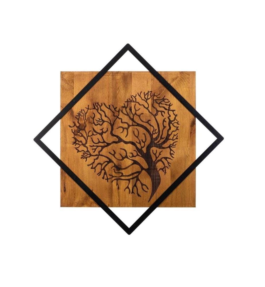 Dekoratives Wandaccessoire aus Holz, Walnuss Schwarz, 50% Holz - 50% Metall