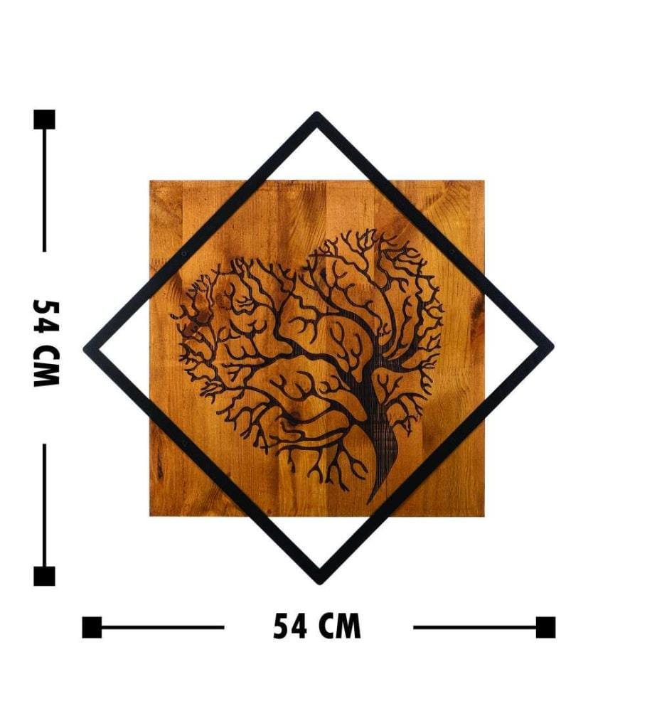 Dekoratives Wandaccessoire aus Holz, Walnuss Schwarz, 50% Holz - 50% Metall