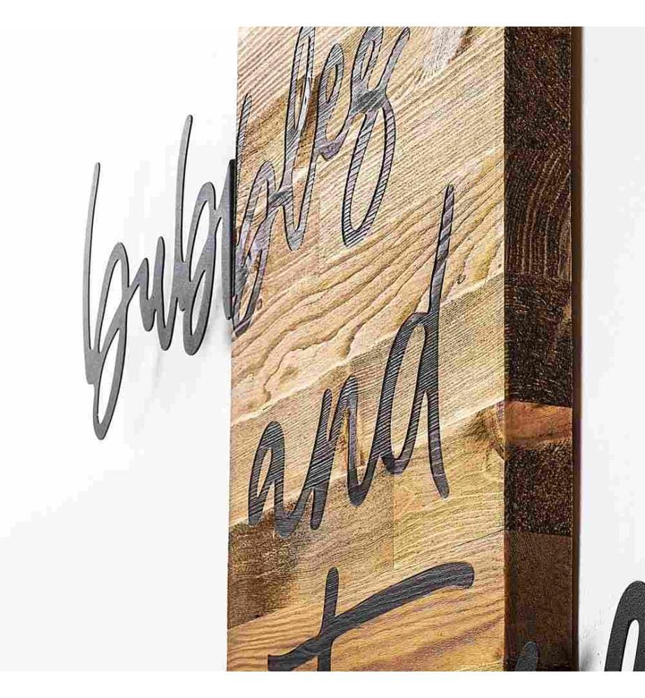 Dekoratives Wandzubehör aus Holz, Walnuss schwarz, Metall - Holz