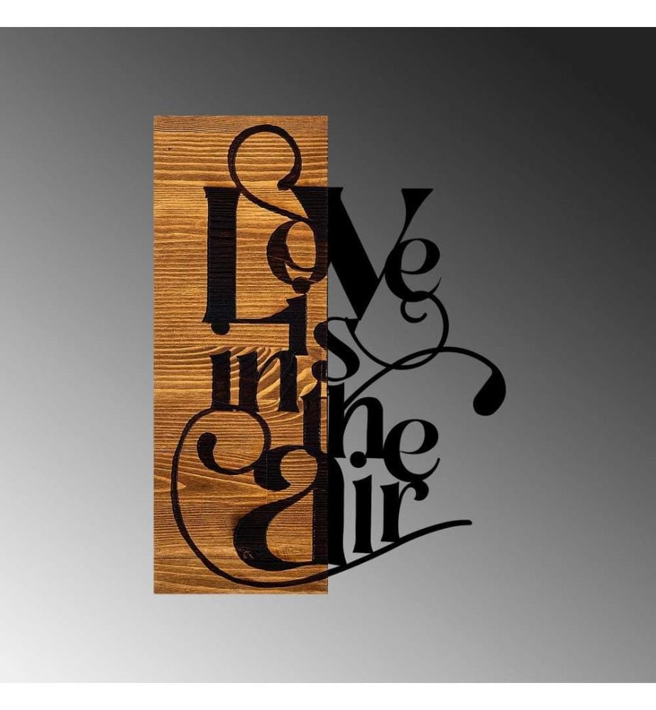 Dekoratives Wandaccessoire aus Holz, Schwarzer heller Nussbaum, 50% Holz - 50% Metall