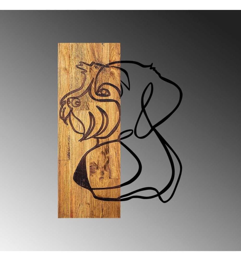 Dekoratives Wandaccessoire aus Holz, Schwarzer heller Nussbaum, 50% Holz - 50% Metall