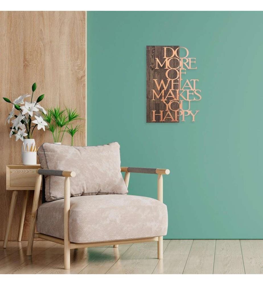 Dekorativer Wandschmuck aus Holz, Walnuss-Kupfer, 50% Holz - 50% Metall