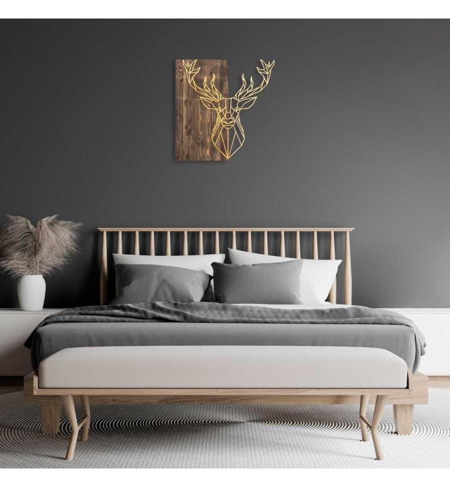 Dekoratives Wandaccessoire aus Holz, Walnuss Gold, 50% Holz - 50% Metall