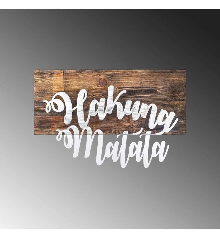 Dekoratives Wandaccessoire aus Holz, Walnuss Silber, 50% Holz - 50% Metall