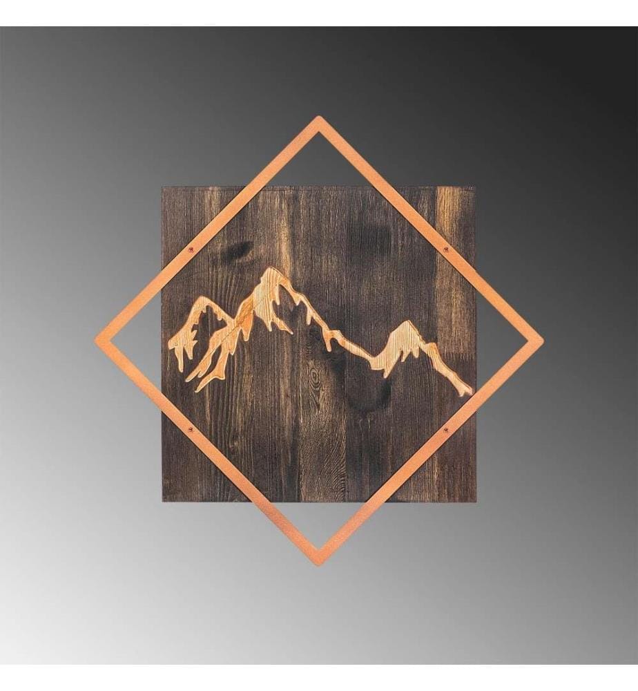 Dekorativer Wandschmuck aus Holz, Walnuss-Kupfer, 50% Holz - 50% Metall